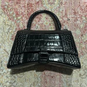 COPY - Balenciaga Medium Hourglass Bag in Black croc